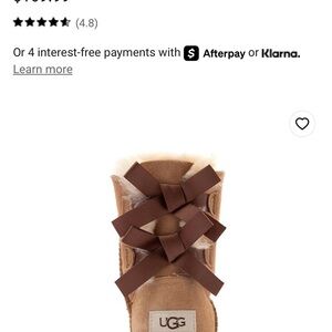 UGG Chestnut Suede Shearling Bootie with Ribbon Detail